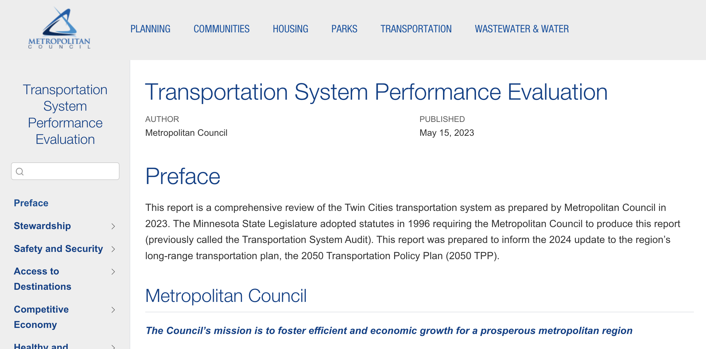 Transportation System Performance Evaluation (TSPE) | Liz Roten